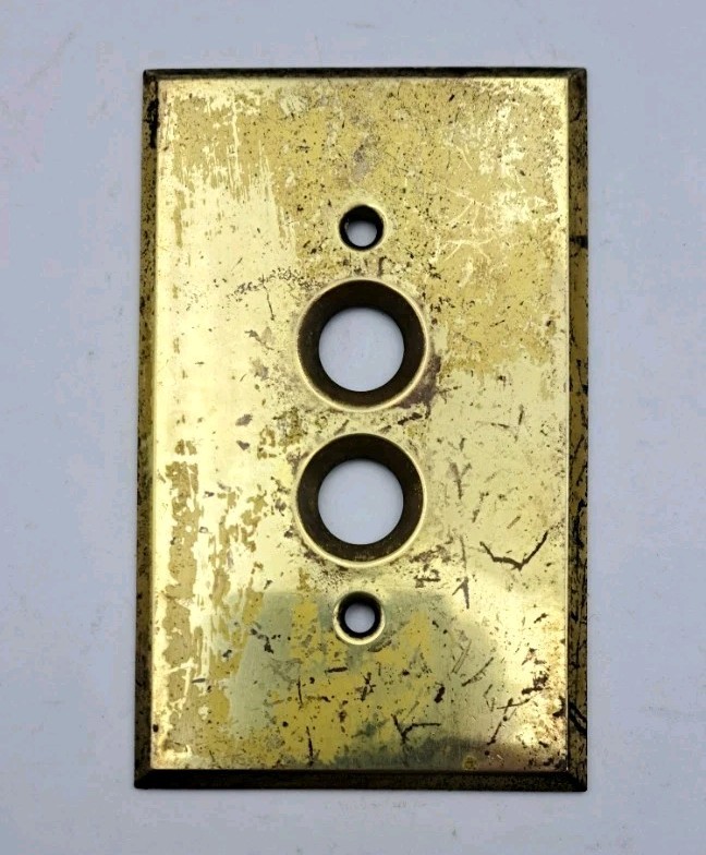 Vintage Push Button Light Switch Wall Plate Covers Rectangle Brass Hardware