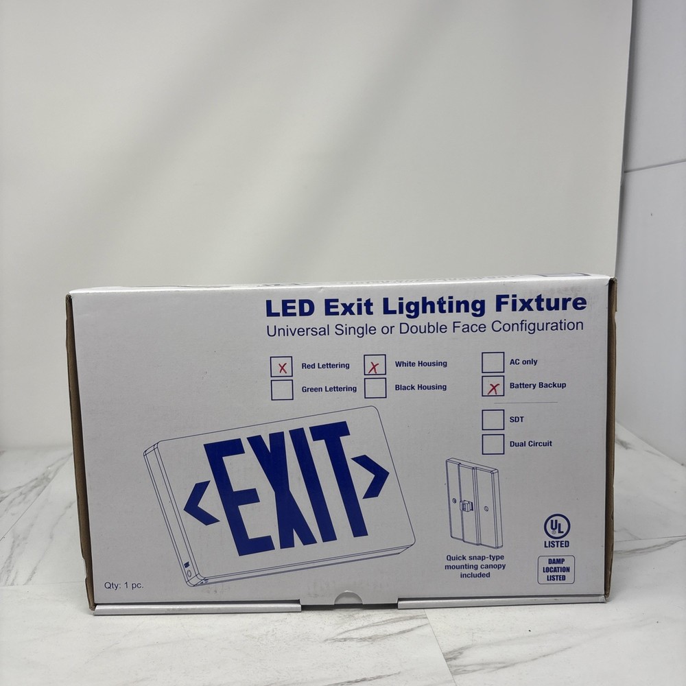 Emergensee Lighting SEEXU2RWEM Compact LED Exit Sign Universal LED