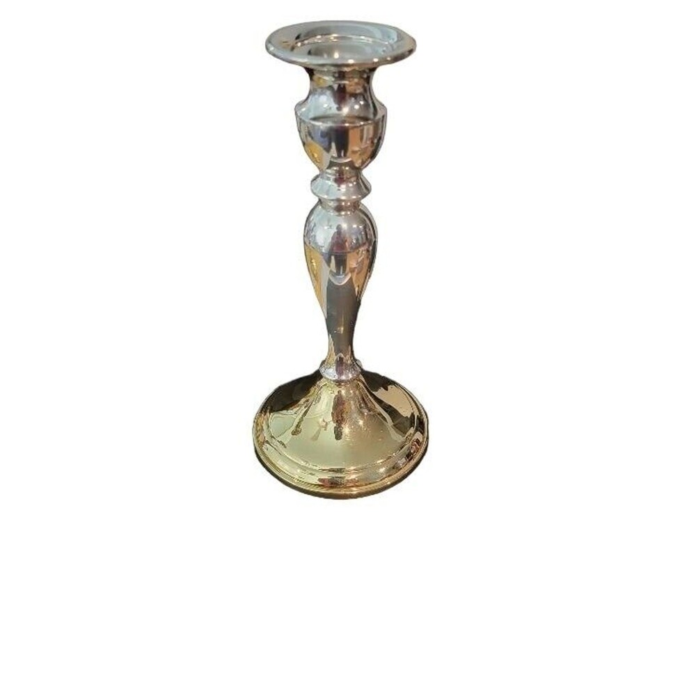 Candlestick Pair Two-tone Silver Brass Web Pewter Weighted Formal Evening