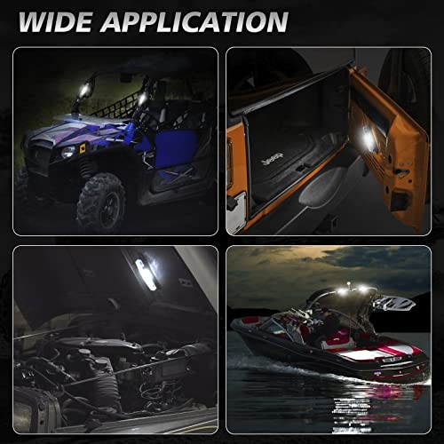 UTV Dome Light Rechargeable Interior Light Universal Roll Bar Mount LED White