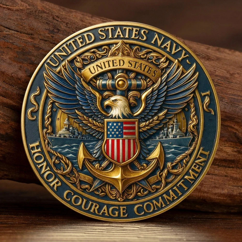 U.S. Navy Honor Courage Commitment Challenge Coin Military Veteran Gift
