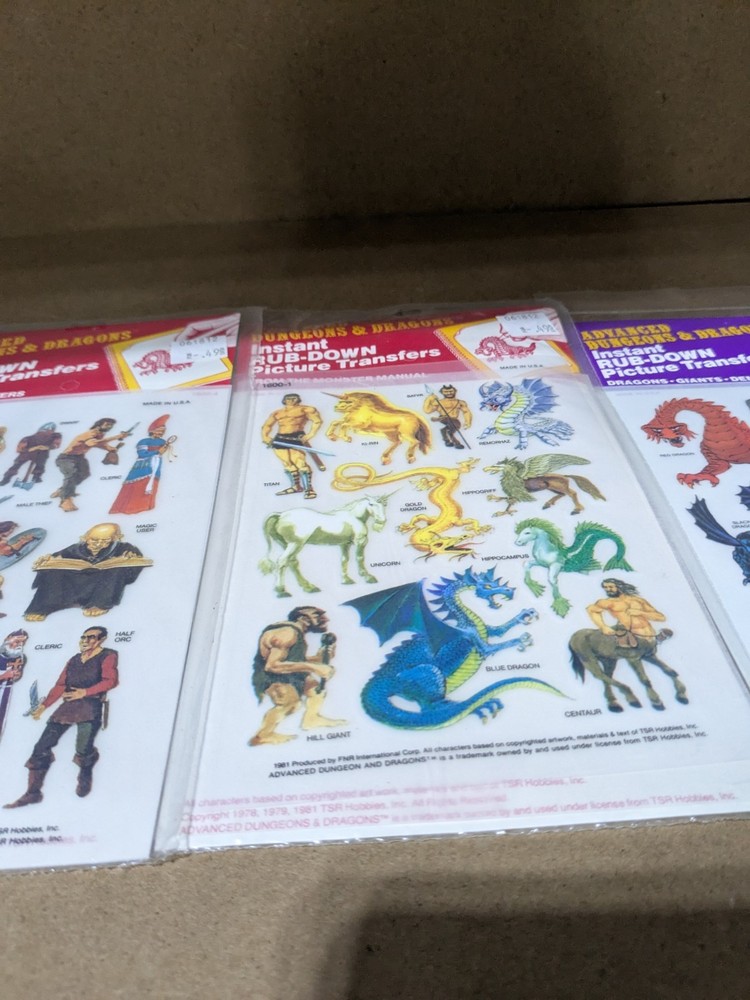 FNR Int. - Advanced Dungeons & Dragons - Instant Rub-Down Transfer Set - NOS