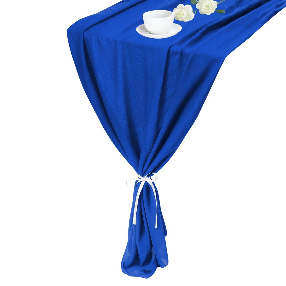 2 Pcs Sapphire Blue Chiffon Table Runner 27.5" x 118" Romantic Table Runner