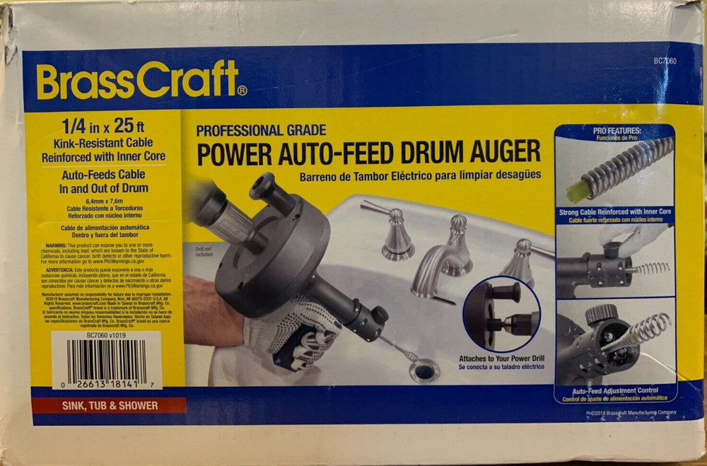 BrassCraft 1/4-in dia x 25-ft L Power Auto-feed Drum Auger