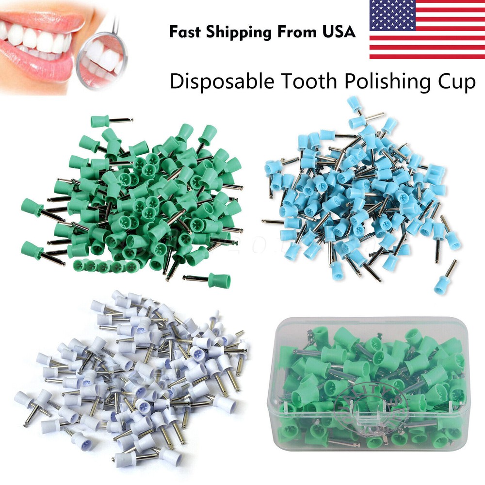 100pcs Dental Polishing Cups Prophy Cup Latch Type Brushes Rubber USA