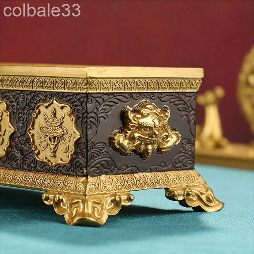 32cm Tibetan copper Eight auspicious things Lying incense burner