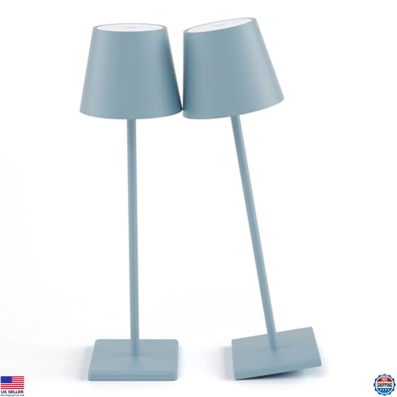 2-Pack Waterproof Rechargeable LED Table Lamps - Portable, Cordless, Dimmable