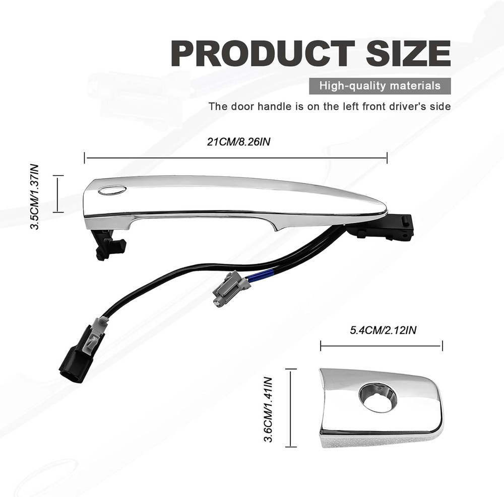 OEM Style Chrome Front Left Driver Door Handle with Smart Key Sensor Compatible