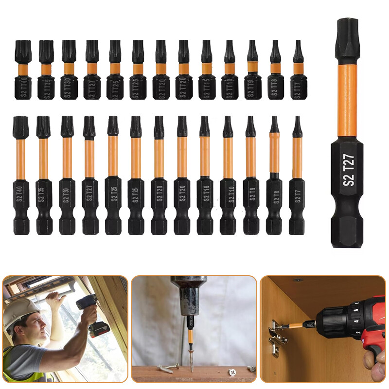 26PCS Torx Screwdriver Bit Set - Security Tamper-Proof Hex Shank (Home/Workshop)