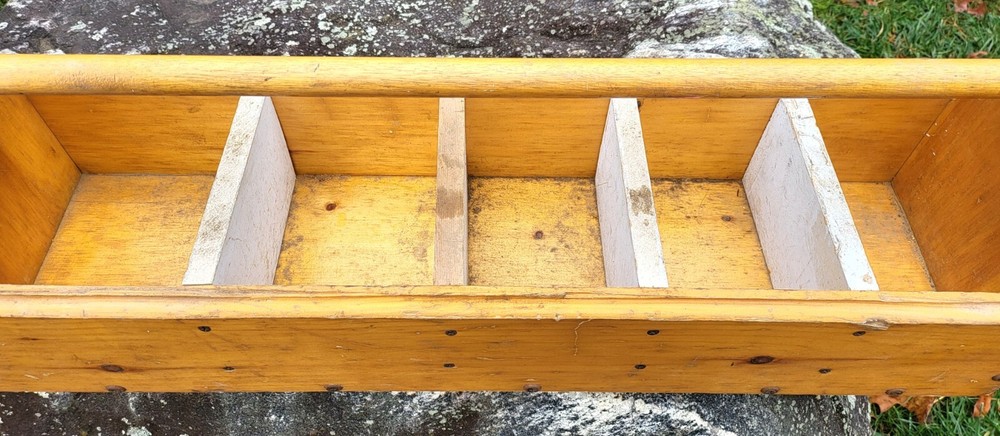 Vintage Unique Handmade Primitive Solid Wood Tool Box Caddy Carrier Storage 31"