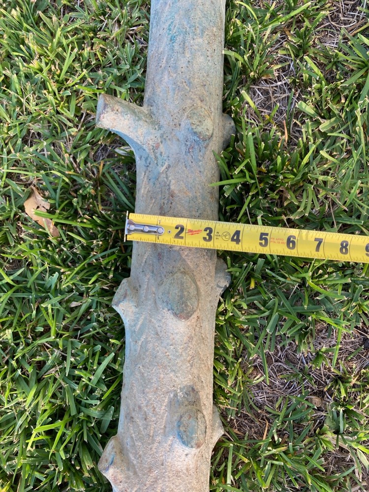 Antique cast iron tree hitching post. 4' by 4" wide. Piece broken off bottom.