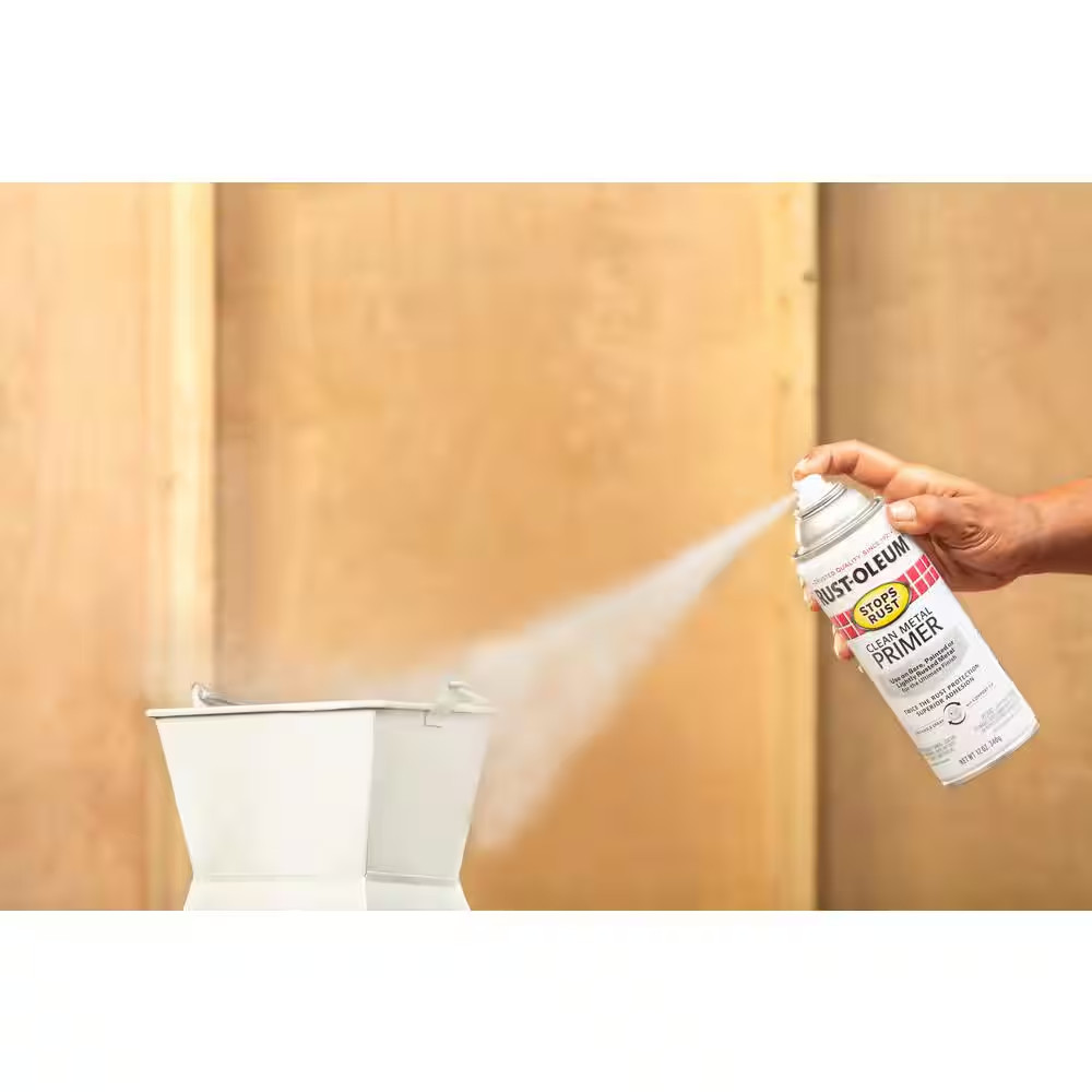 12 Oz. Flat White Metal Primer Spray – Rust-Resistant, Quick-Dry Clean Surface P