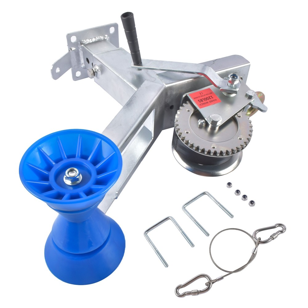 Universal Height Adjustable Boat Winch Mount System with Roller Stand 1200LB