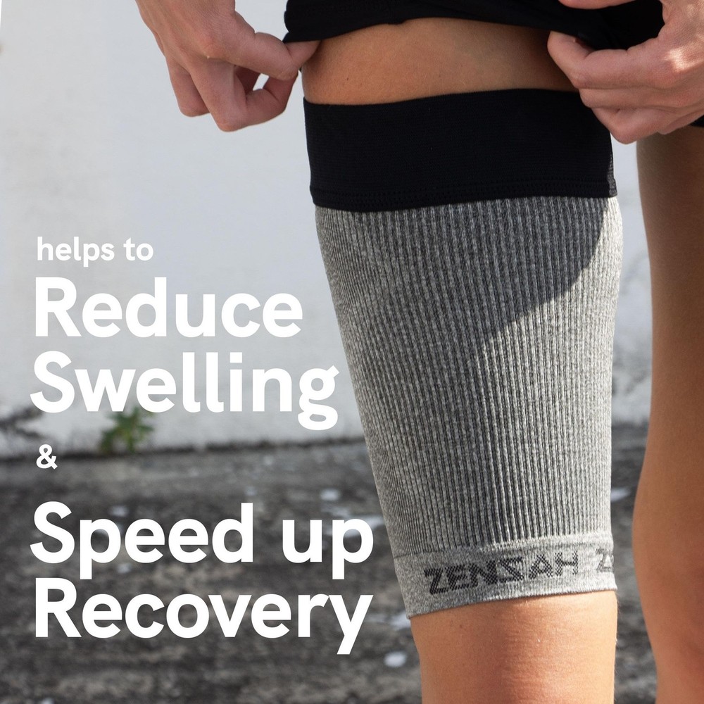 Zensah Thigh Compression Sleeve - Support for Pulled Hamstring, Quad Strain, Gro