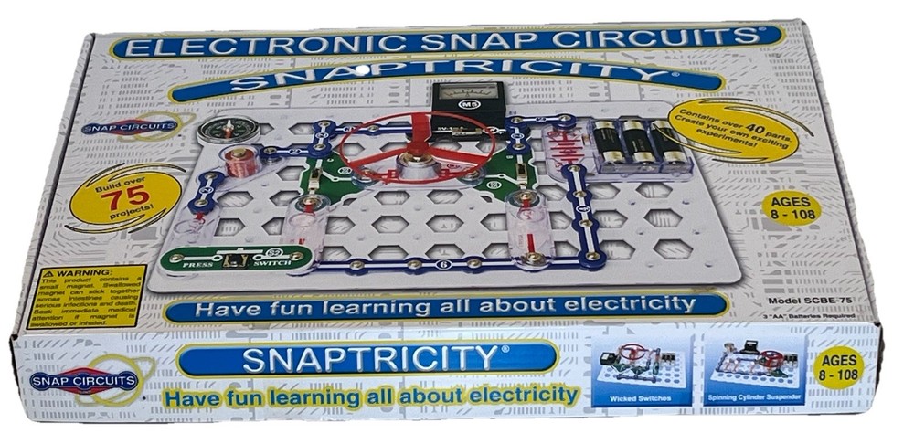 *Snaptricity* SNAP CIRCUIT •75 STEM Projects +Many Extra Electronic pcs •ELENCO