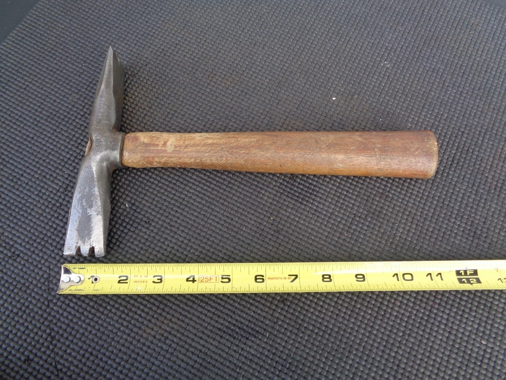Vintage Hammer w/ Wood Handle Nail Puller Pry Tool Roofing Tool