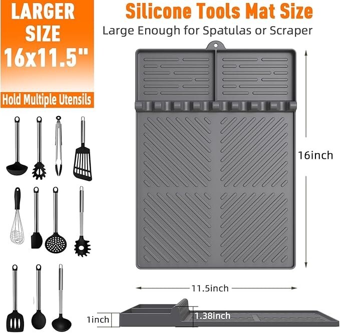 Silicone Grill Mat Compatible with Blackstone, Silicone Griddle Tools Mat with D