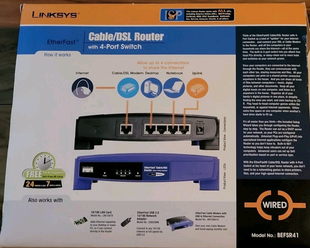 Linksys BEFSR41 Cable/DSL Router with 4-Port Switch Makes A Great Gift