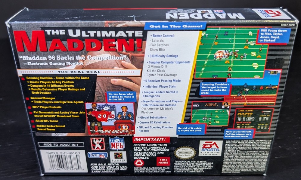 Madden '96 | Super Nintendo | SNES | Original | Box Only