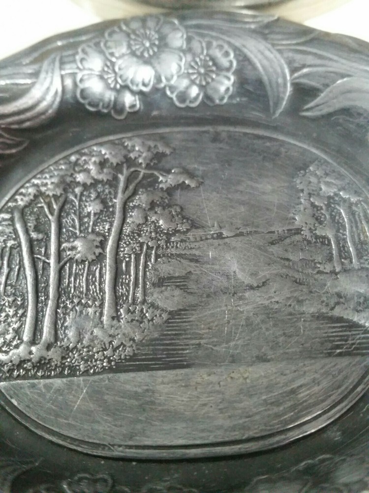 Ashtray-GNCO-marked SNK 850- Silverplate-River scene