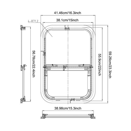 RV Window Slide Window Clip-on Mounting Rectangular Vertical Venting Window