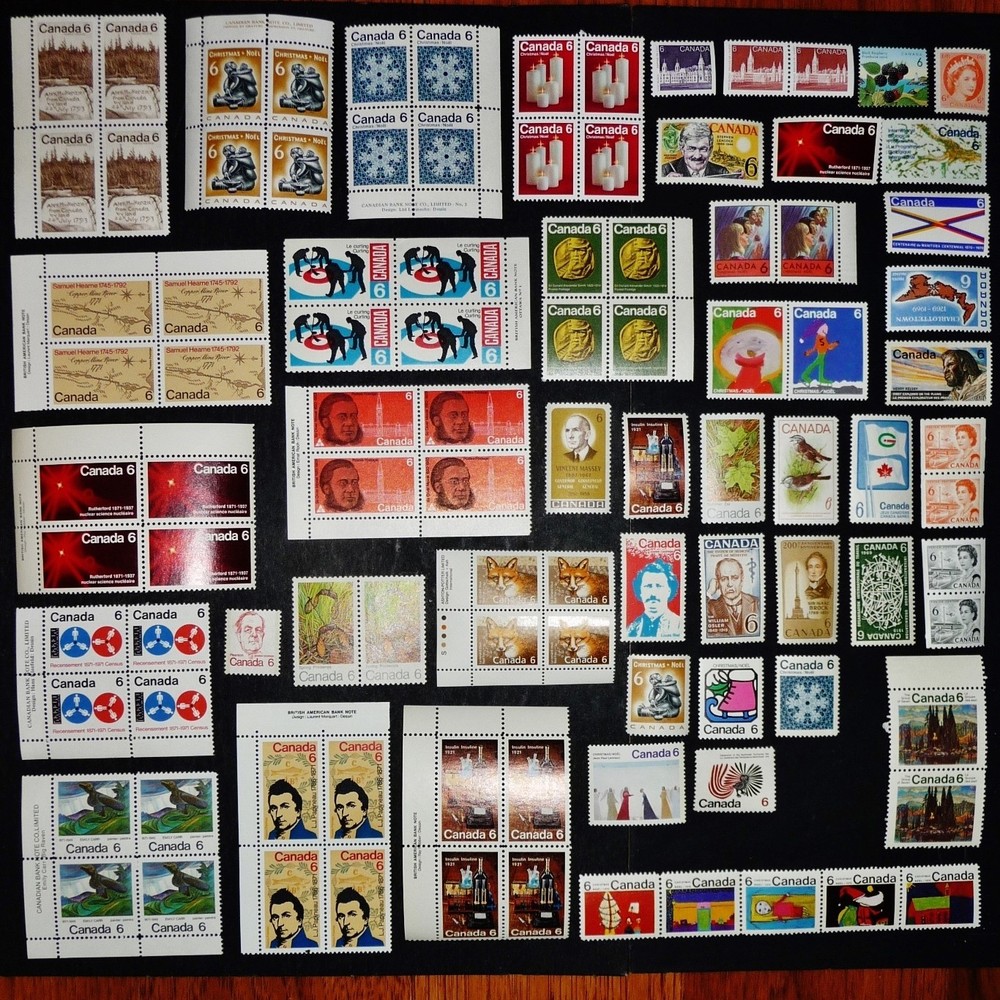 99 Canada 6 Cent Stamps, 45 Different Mostly Early