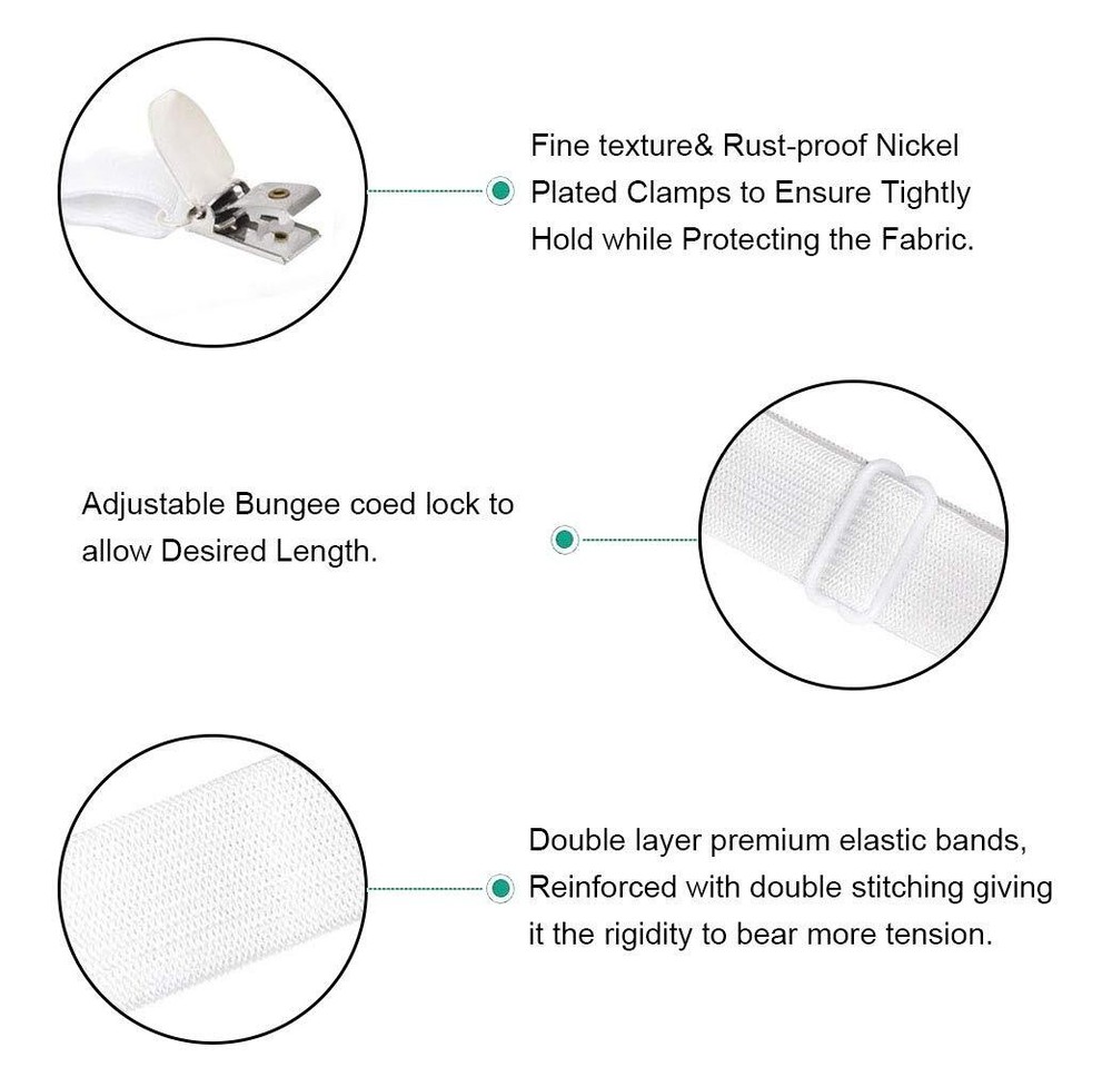 4Pcs Adjustable Bed Sheet Straps Clips Elastic Mattress Sheet Fasteners Holde...