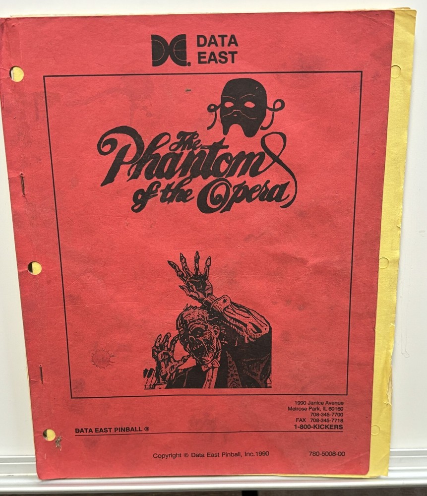 ORIGINAL-DATA EAST-THE PHANTOM OF THE OPERA-OWNERS MANUAL