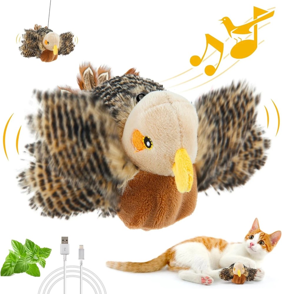 Interactive Flapping Cat Toys Catnip, Electronic Flappy Toys Motion Activated, A