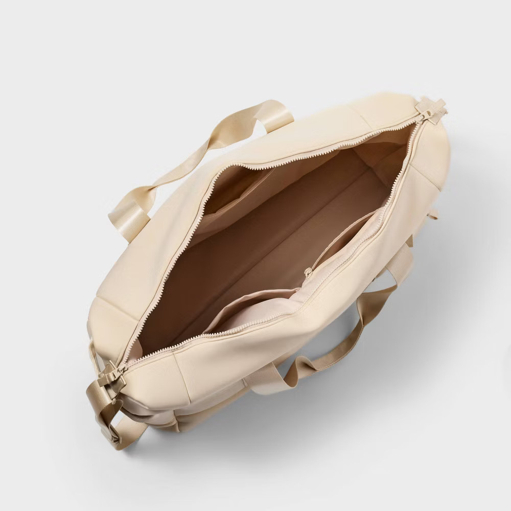 Faux Neoprene Weekender Bag - All In Motion - Cream