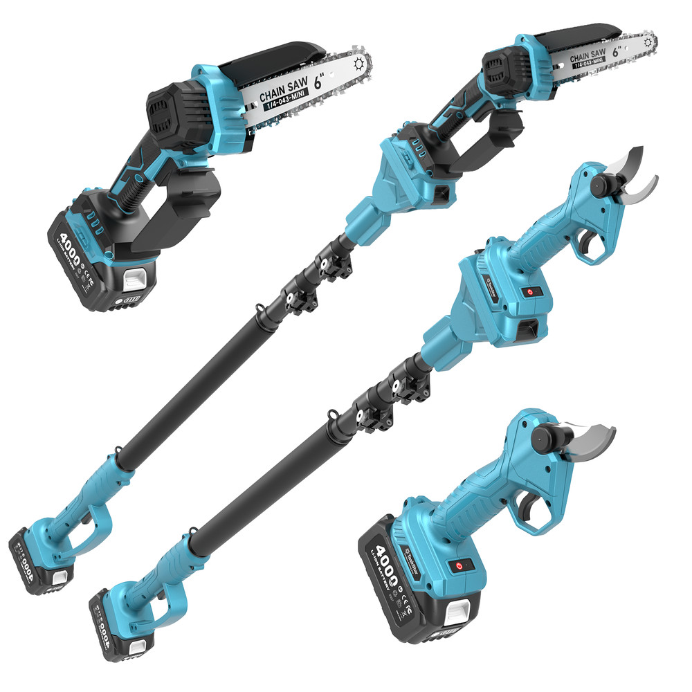 Taskstar Battery Powered Chain Saw 4-in-1 Pole Saw & Pruning Shears Combo Kit