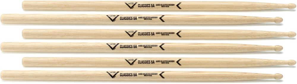 Vater Classics Drumsticks 3-pack - 5A - Wood Tip