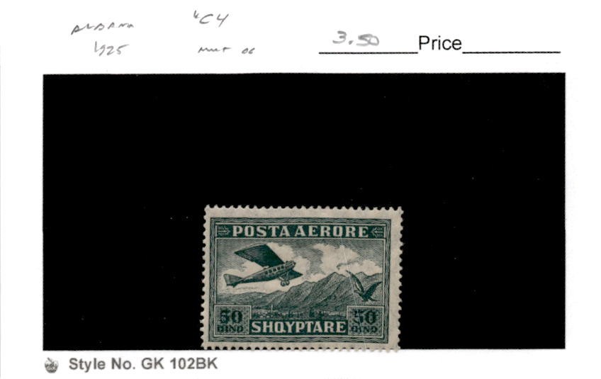 Albania, Postage Stamp, #C4 Mint Hinged, 1925 Airplane