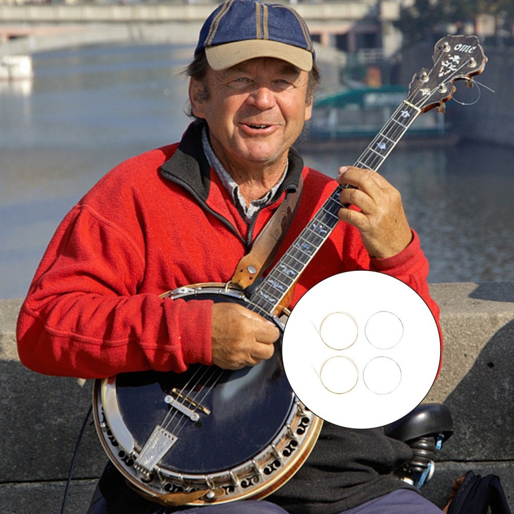 1 Set of Steel 4-string Banjo Strings Replacement Banjo String Accessories