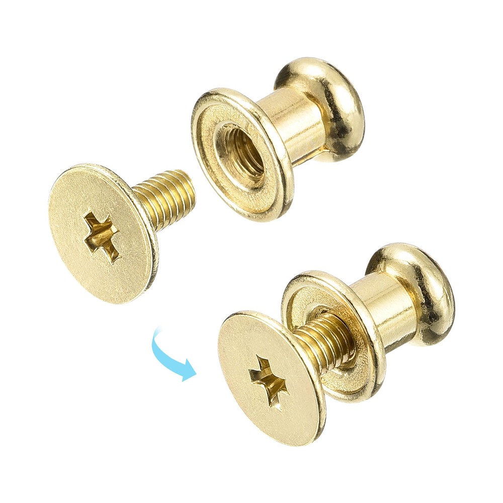 20Pack 6mm Ball Head Stud Rivets Screw Back Button Nipple Rivet Light Golden