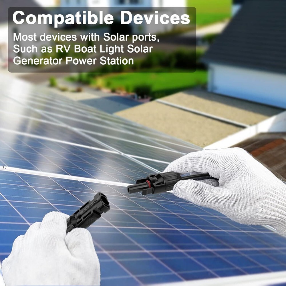 10 AWG MC4 Extension Cable PV Wire Solar Panel Connector Pair Black + Red 6mm²