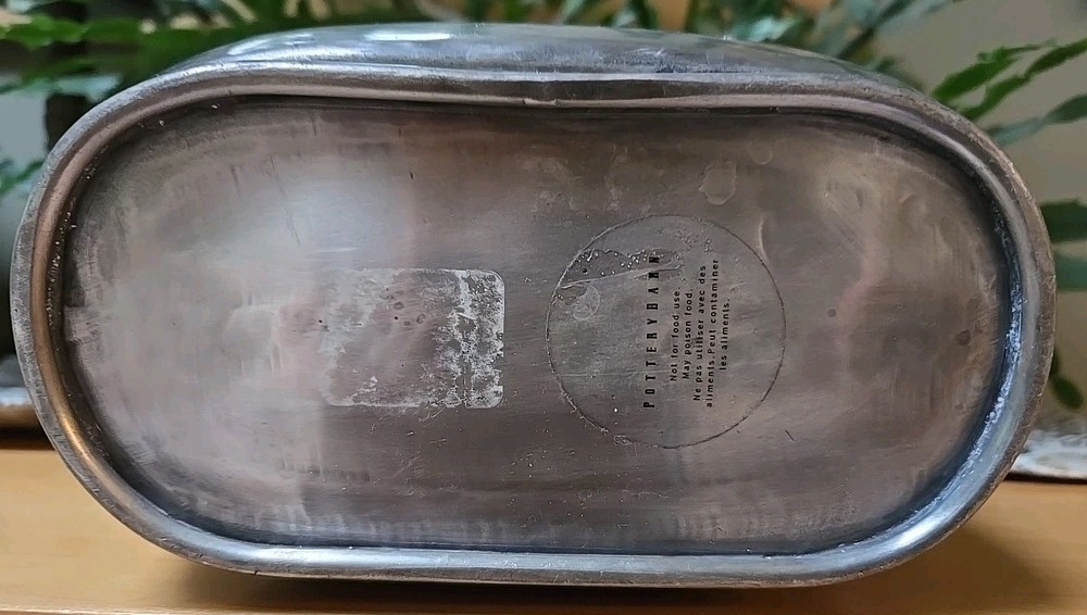 Pottery Barn Decorative Metal Container, Double Handles