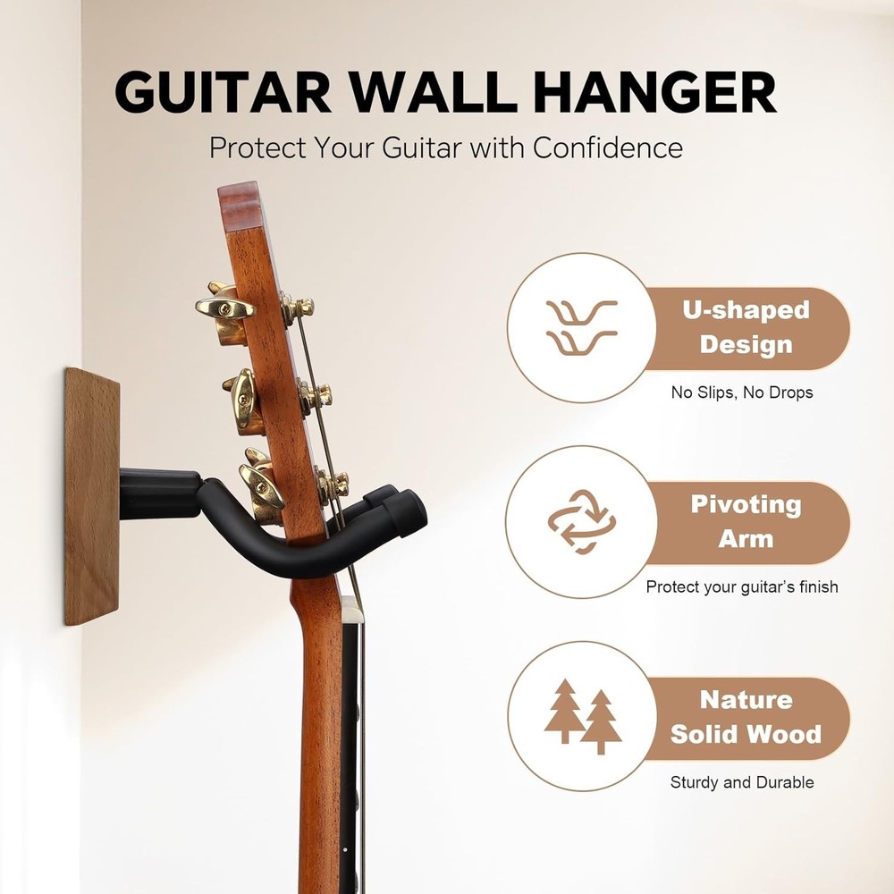 Guitar Wall Mount 2 Pack - Black Walnut 2 Pack, 2 pack