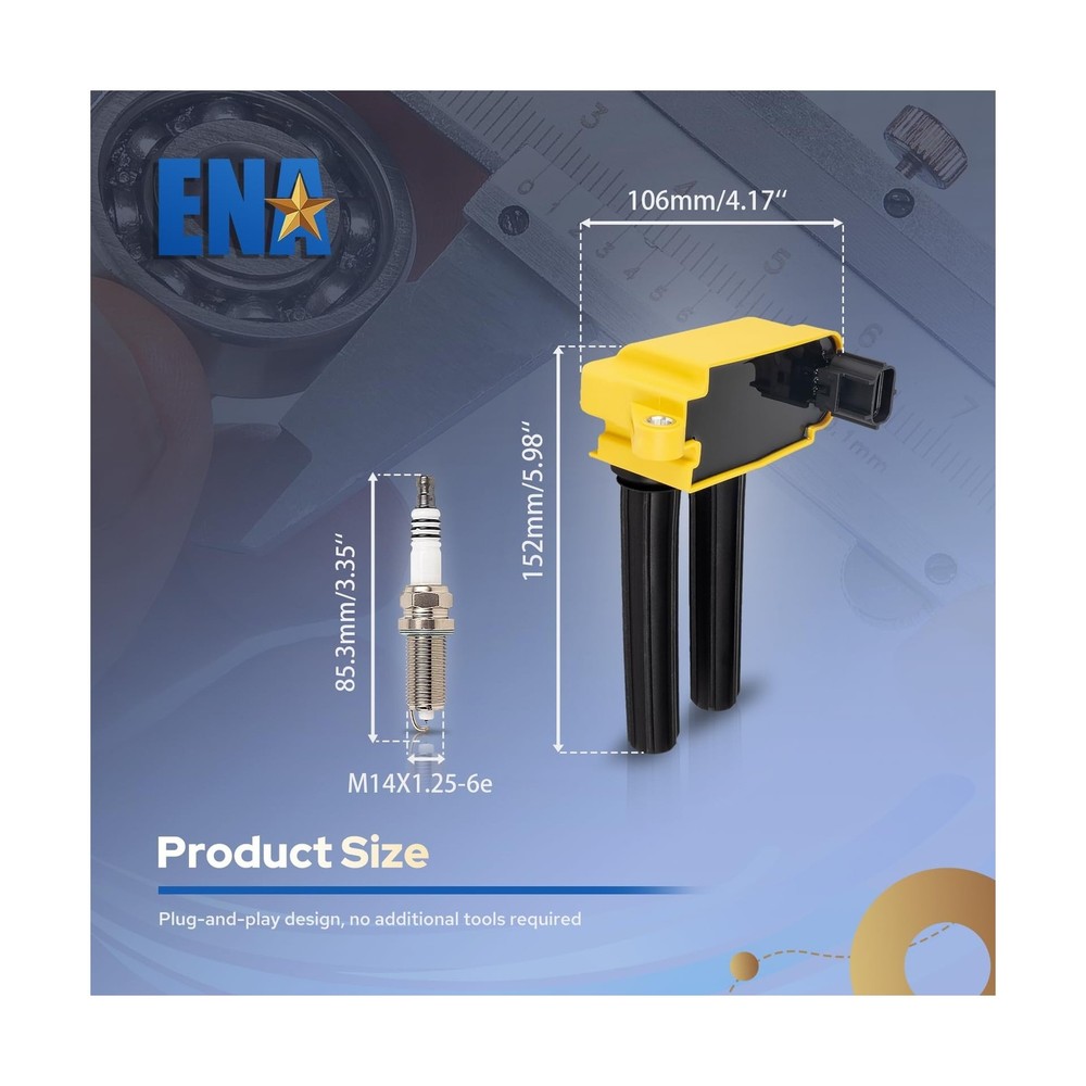 ENA 8 Ignition Coil Pack 16 Iridium Spark Plug Compatible with Chry... Fast Ship