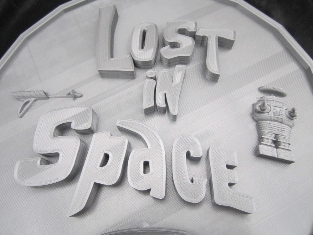 Lost in Space Plaque 3d Wall Art (3D Printed, Silver/Gray) 10" Round