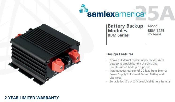 Samlex BBM-1225 Battery Backup Module 25A 12 or 24V