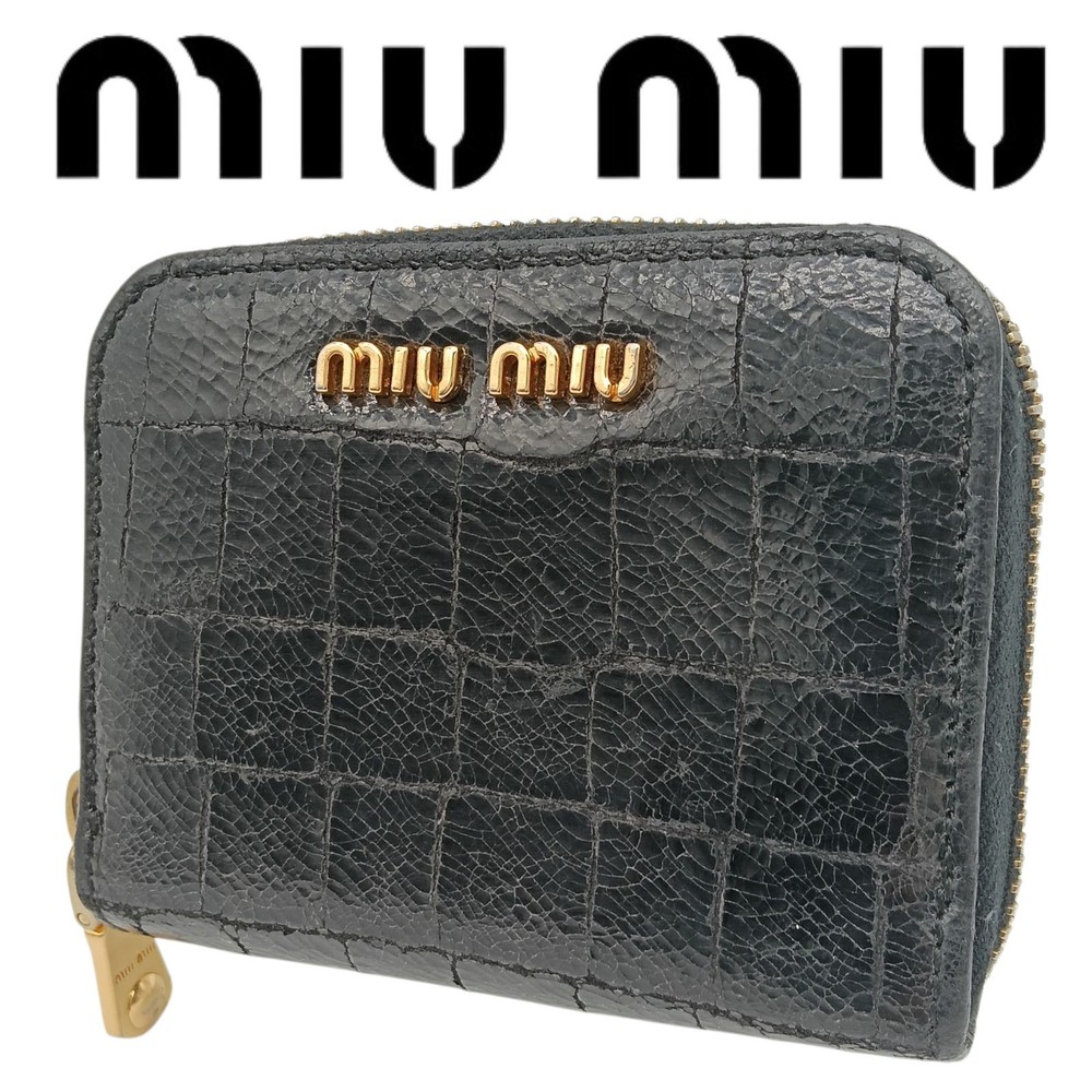 MIU MIU Coin Case Card Case Wallet Pattern Black