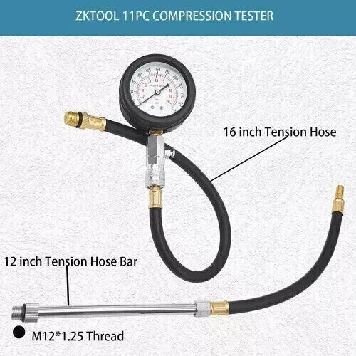 Cylinder Compression Tester Gauge Set Automotive Engine Diagnostic Tool
