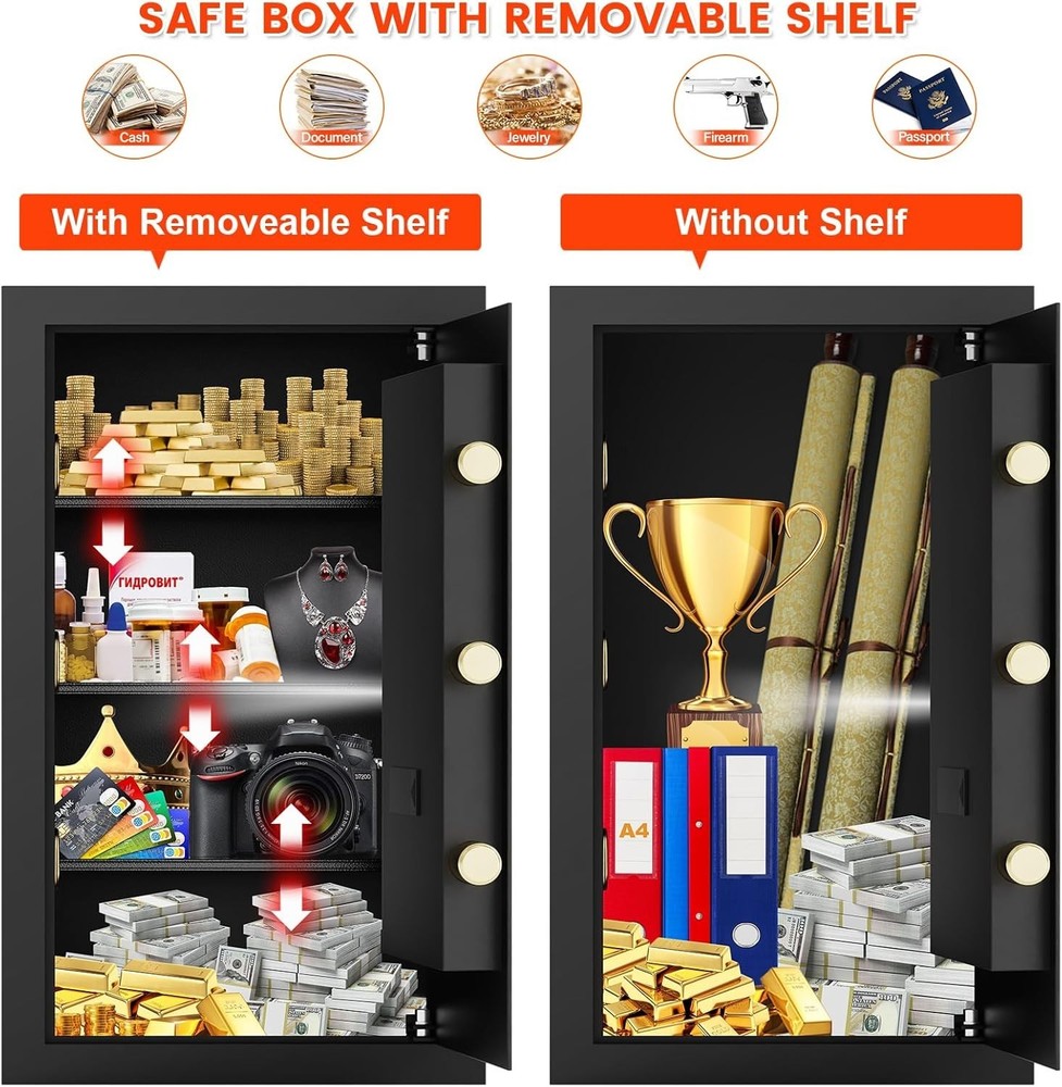 4.5 Cubic Large Fireproof Safe Box with Fireproof Document Bag, Personal Securit