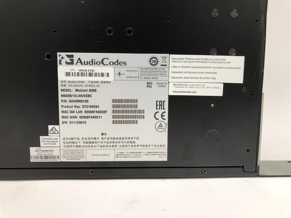 AudioCodes Mediant 800 800B Session Border Controller GGWM00169