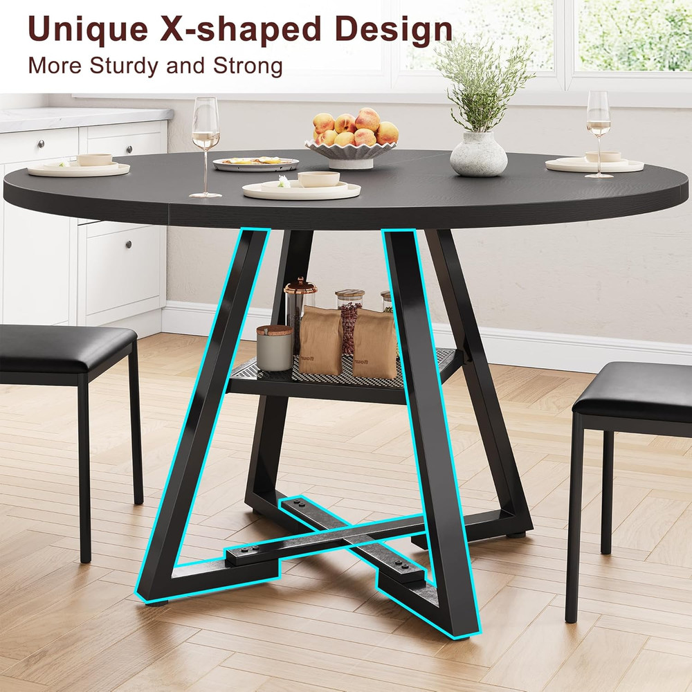 51'' round Dining Table,Kitchen Dining Room Circle Dinner Pedestal Table,Space S
