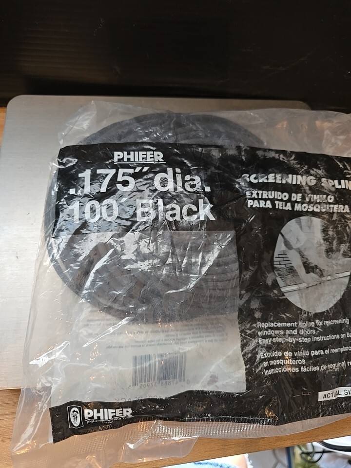 PHIFER SCREENING SPLINE - .175” X 100’ - BLACK - NEW