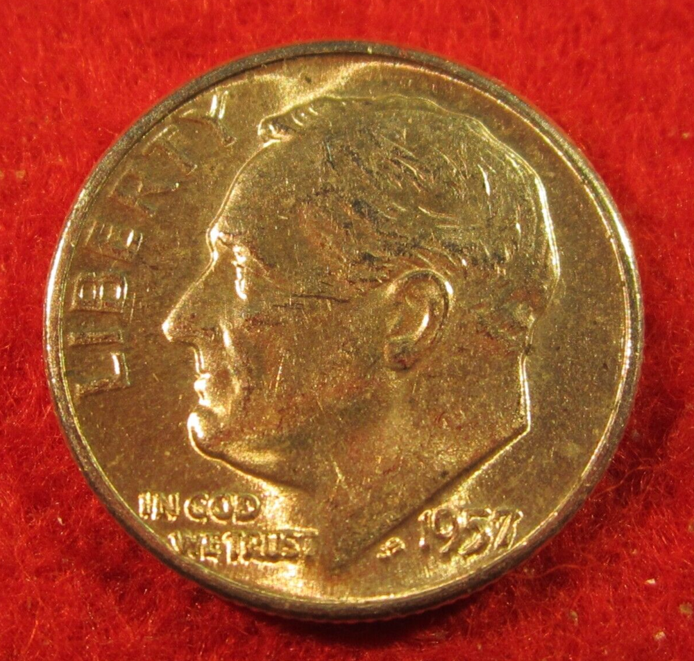 1957 P Roosevelt Dime - 90% Silver - BU - Uncirculated