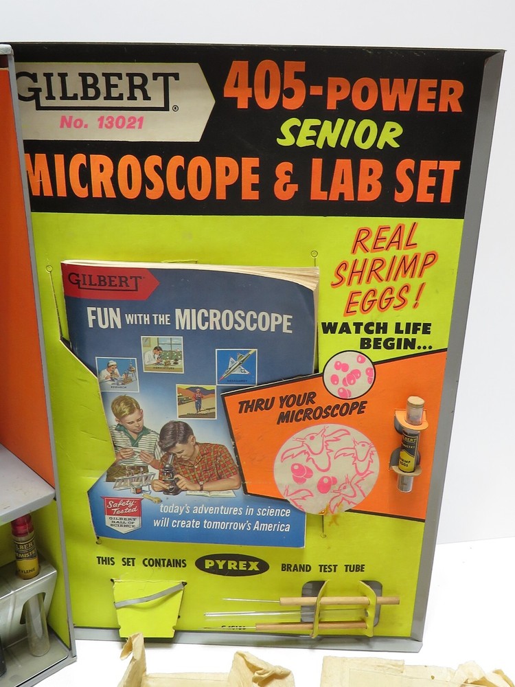 VINTAGE GILBERT #13021 MICROSCOPE & LAB SET COMPLETE SET w ORIGINAL BOX/CASE *