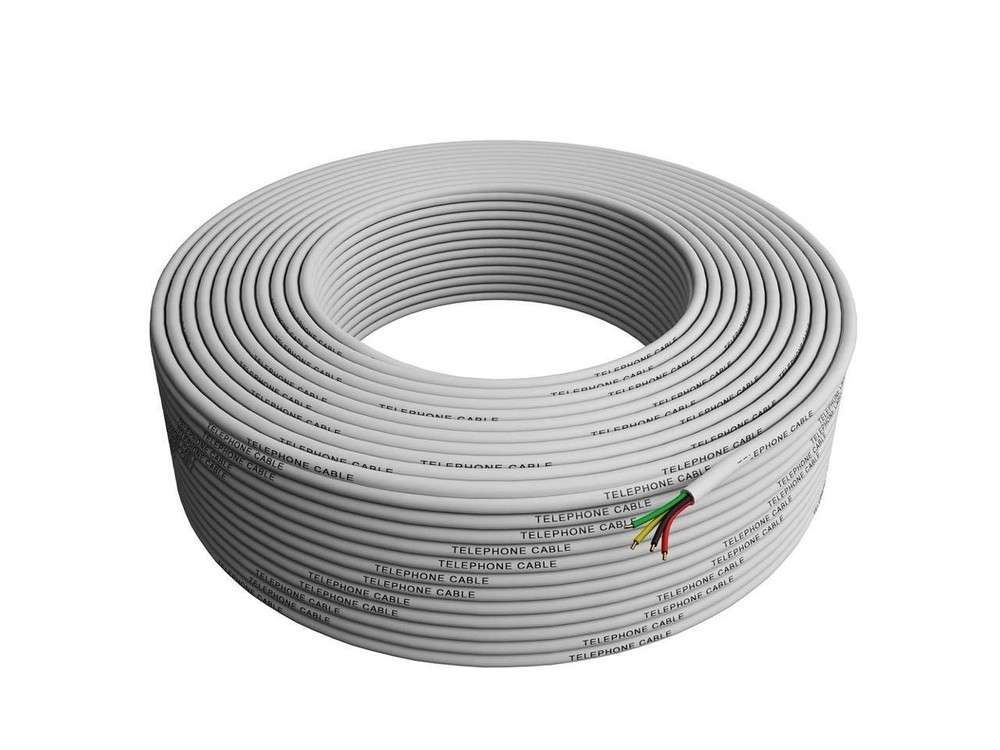 Phone Cable 300ft Rounded White Roll 100m 26 AWG Gauge Solid Wire TP801